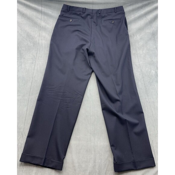 LRL Ralph Lauren Dress Pants Men's 37x32 Blue Total Comfort Pleated Straight Leg - Picture 3 of 12